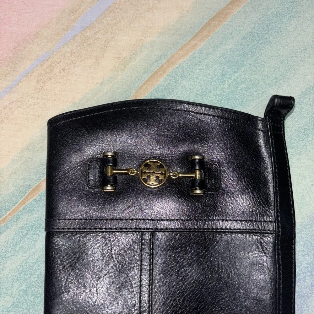 Tory Burch Nadine Riding Boots Black Leather 8.5